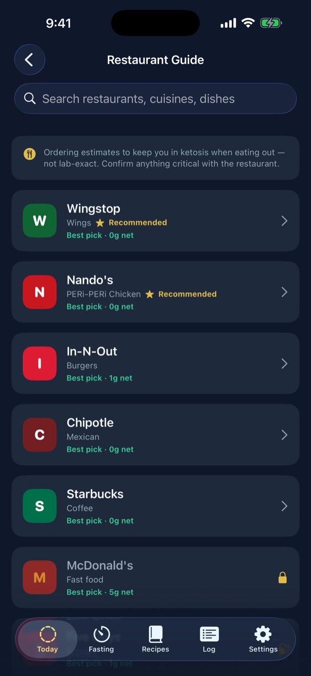 Restaurant keto guide